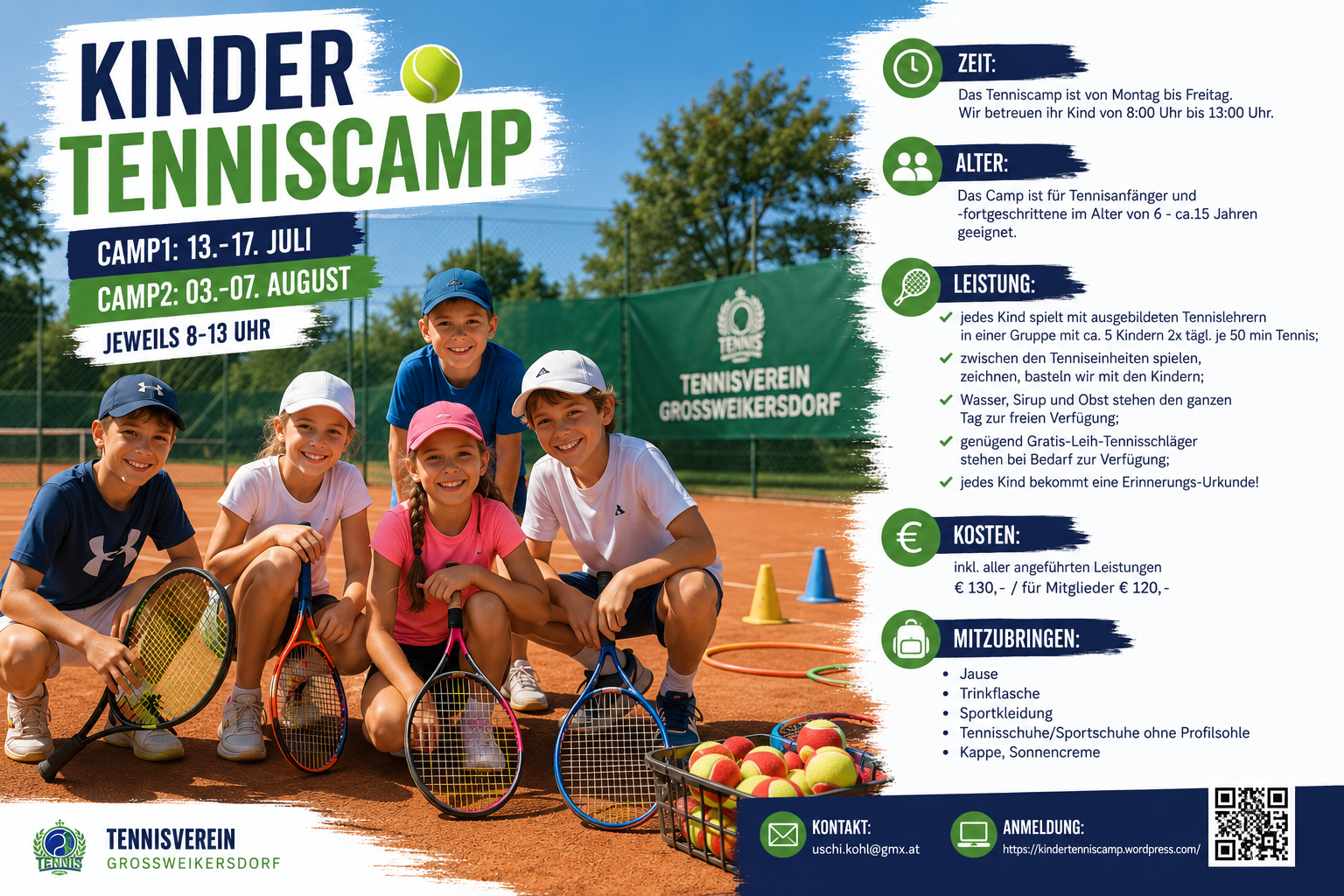 Halbtages Kinder- und Jugendtenniscamps 2026